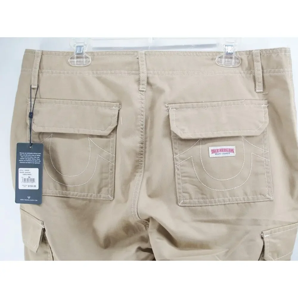 True Religion Travertine Khaki Cargo‎ Pants Men's Size 38x32 NWT